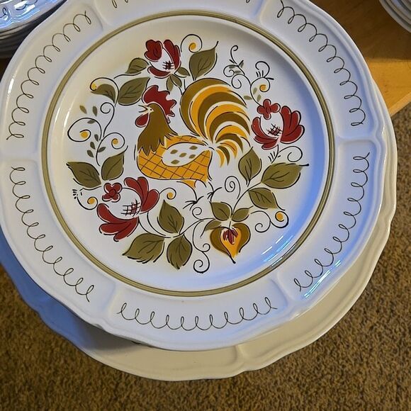 Vintage Mikasa Terra Stone Heritage 7125 Rooster Plate Cup Mug Dinnerware Set 32 - Picture 11 of 16